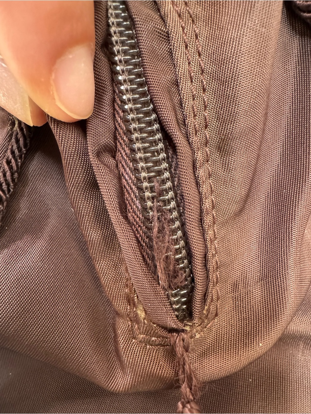Prada Mini Nylon Satchel in Deep Brown with Beaded Logo - Picture 10 of 14
